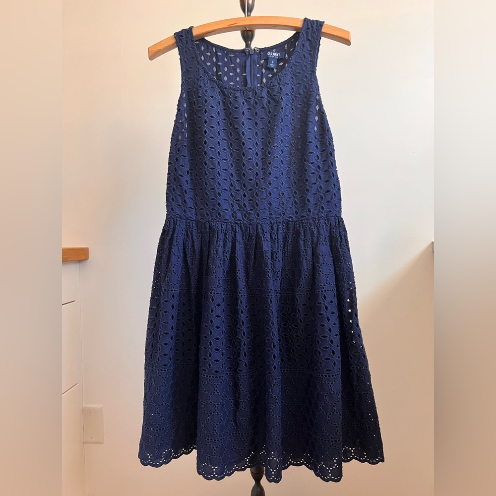 Old Navy Dark Blue Eyelet Dress
